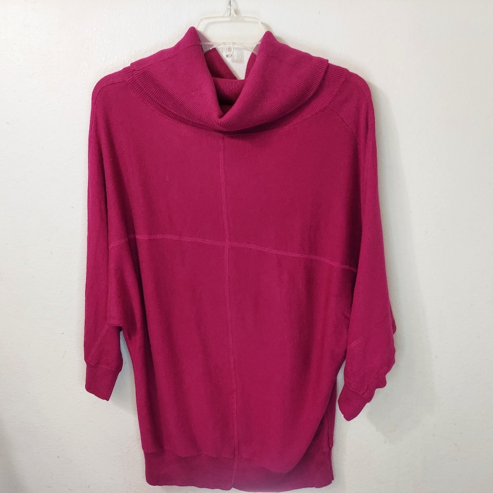 Chico's Bianca Cowl Neck Sweater Raspberry Size 8 - Picture 2 of 2